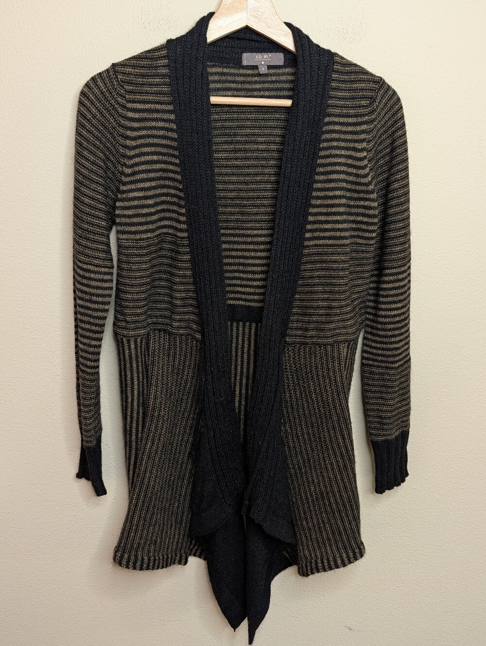 LO.RI. Made‎ in Italy Mohair Blend Striped Waterfall Cardigan Small